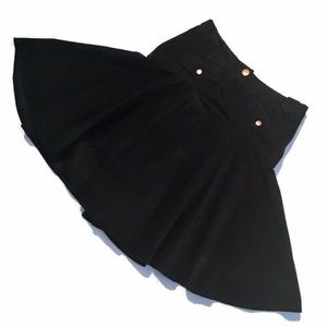 Vtg 90s Y2K DVF Diane von Furstenberg retro swing preppy corduroy skirt black XS